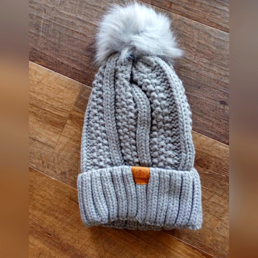 Page one Beanie warm cable knit hat style stretch trendy ribbed chunky cap